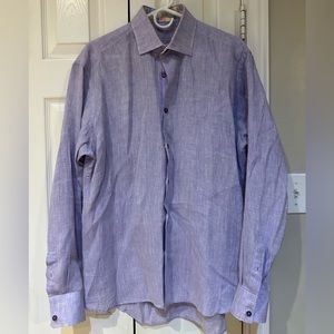 Men’s long sleeve, button-down, collared shirt. Light, purple. Great condition.